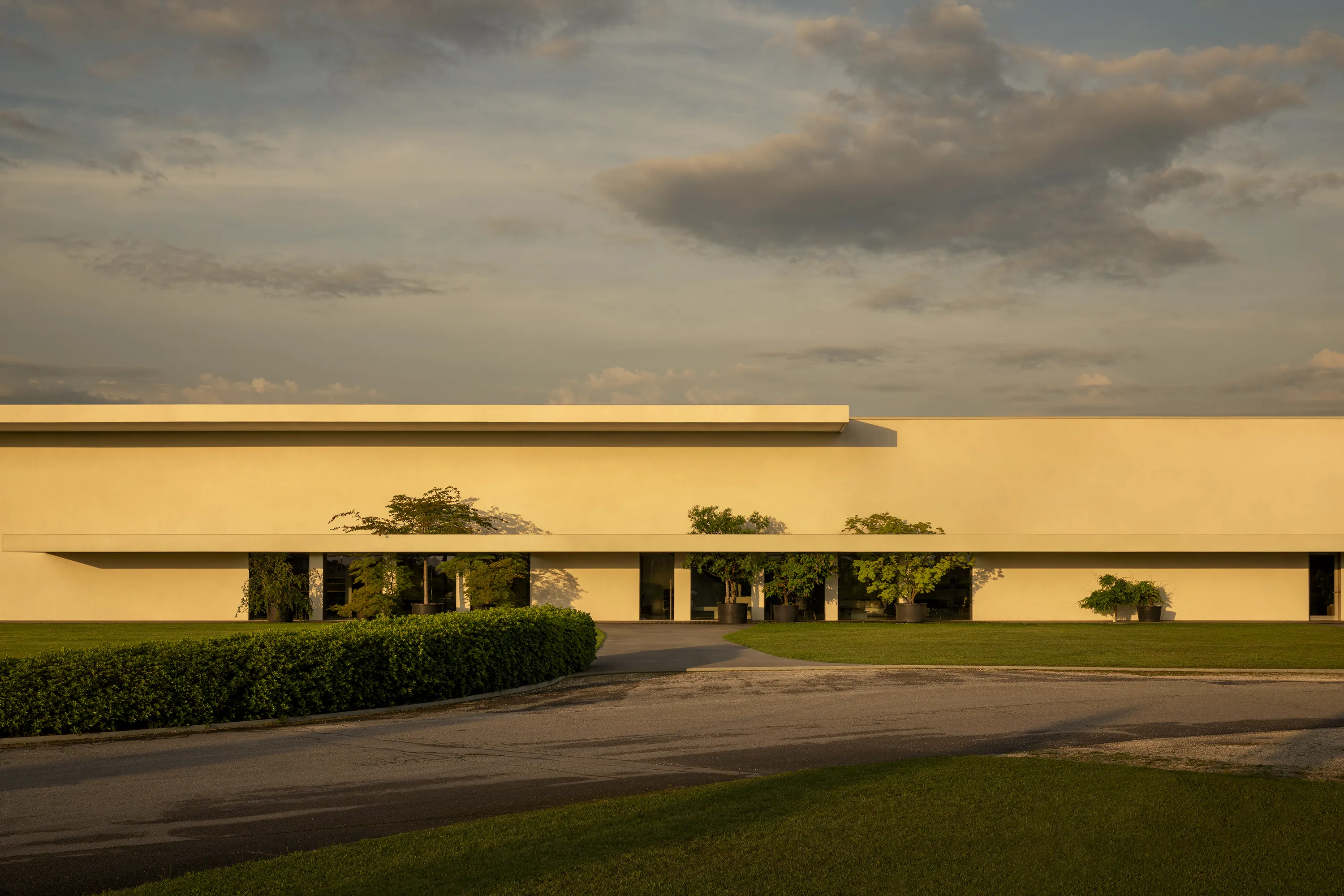 Sangiacomo headquarters in Pasiano di Pordenone at sunset